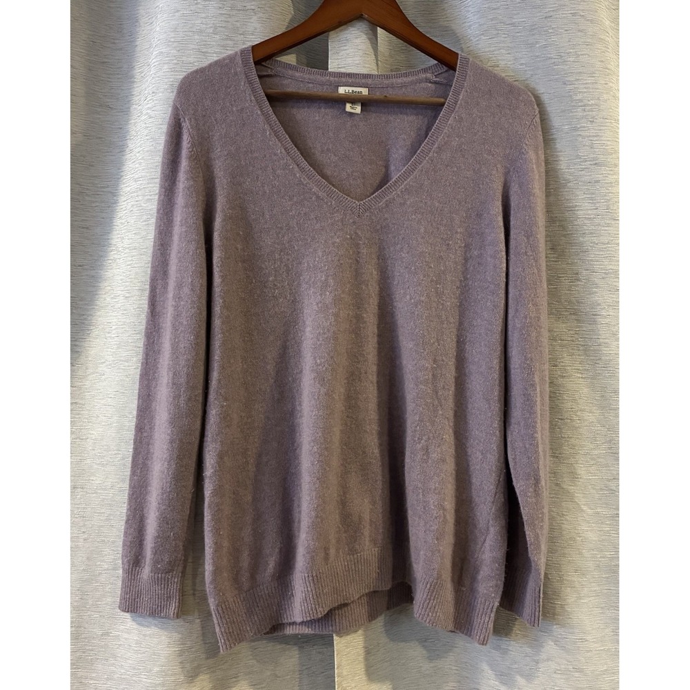 L.L. Bean light purple 100% Cashmere V-Neck pullover sweater ladies XL